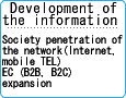情報化の進展 ネットワークの社会浸透(Internet､携帯TEL等) EC(B2B､B2C)拡大